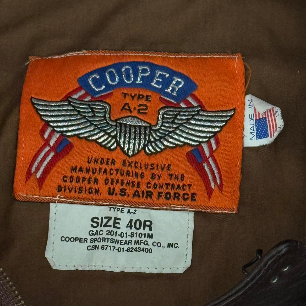 Air Force Cooper A-2 Leather Flight Jacket