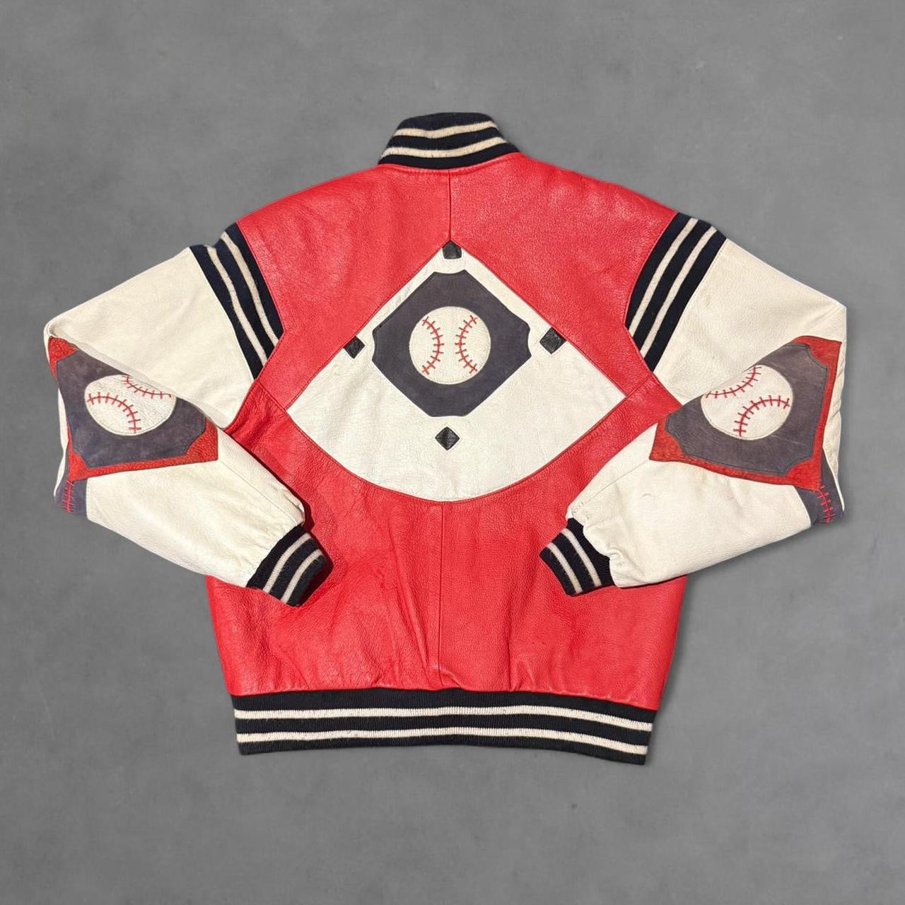 WHEREMI 90s Baseball Leather Varsity Jacket