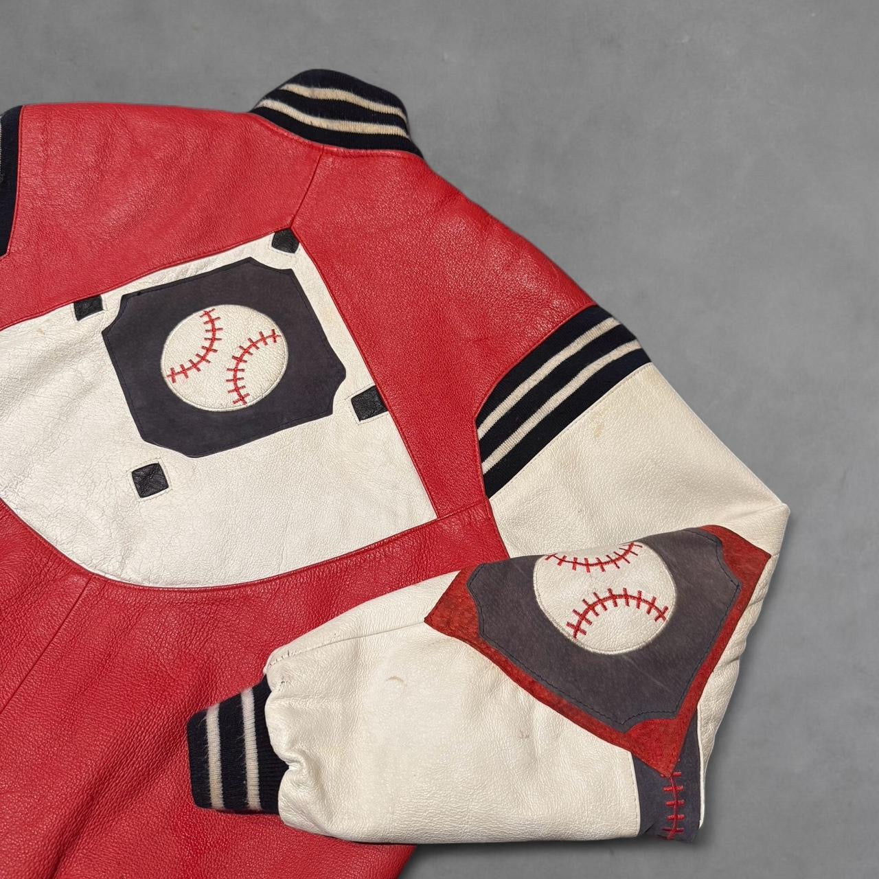 WHEREMI 90s Baseball Leather Varsity Jacket