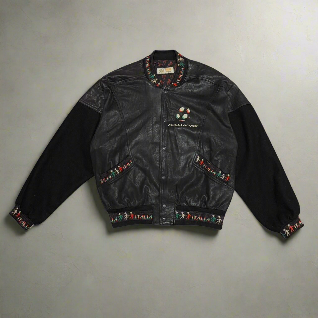 Italia World Cup 1990 Leather Varsity Jacket